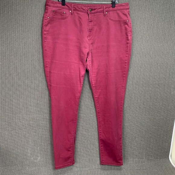 Faded Glory Womens Size 18 Burgundy Jeans High Rise Skinny Leg - Picture 1 of 9
